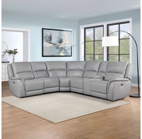 Alexandria Stone 6 Piece Modular Dual Power Reclining Sectional with USB Charging
