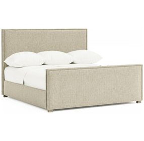 Sawyer Beige Upholstered King Panel Bed