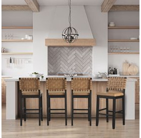 Reid Brown Vegan Leather Bar Chair Set of 2