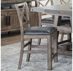 Lodge Black Upholstered Counter Height Chair Set of 2