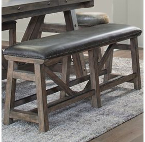 Lodge Black Upholstered 60" Counter Bench