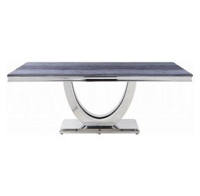 Cambrie Black and Silver Rectangular Marble Top Dining Room Set