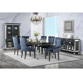 Varian II Black 90" Extendable Rectangular Glass Top Dining Table