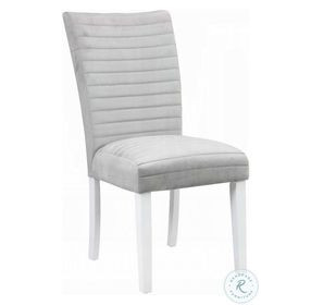 Elizaveta Gray Velvet and Faux Crystal Diamonds White High Gloss Side Chair Set of 2