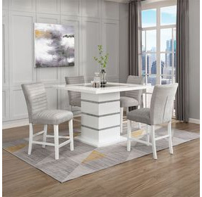 Elizaveta Gray and White 47" Square Counter Height Dining Table