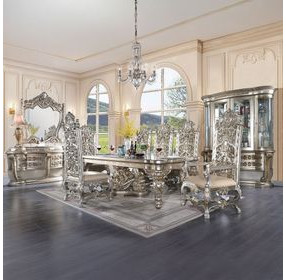 Danae Champagne Upholstered Side Chair with Nailhead Trim Set of 2