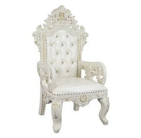 Adara Pearl White Upholstered Arm Chair with Nailhead Trim Set of 2
