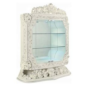 Adara Antique White 2 Door Curio Cabinet with LED