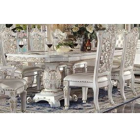 Vendome Antique Pearl 120" Extendable Rectangular Dining Room Set