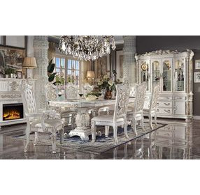 Vendome Antique Pearl 120" Extendable Rectangular Dining Room Set
