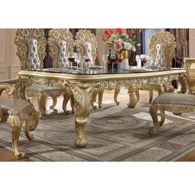 Cabriole Gold 108" Rectangular Glass Top Dining Table