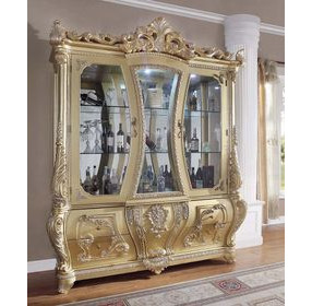 Cabriole Gold 2 Door Curio Cabinet with LED