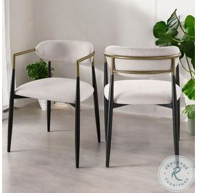 Jaramillo Beige Linen and Black Arm Chair Set of 2