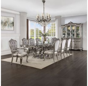 Ariadne Gray and Silver Upholstered Arm Chair Set of 2