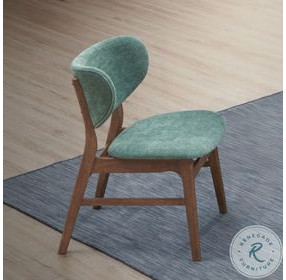 Bevis Green Fabric and Walnut Side Chair Set of 2
