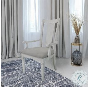 Katia Light Gray Linen and Weathered White Arm Chair Set of 2