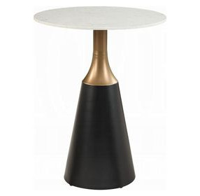 Jaramillo White and Black 28" Round Marble Top Counter Height Dining Room Set