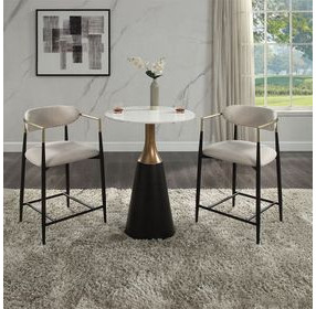 Jaramillo White and Black 28" Round Marble Top Counter Height Table