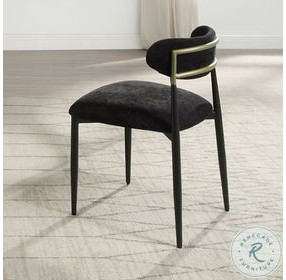 Jaramillo Black Chenille and Black Side Chair Set of 2