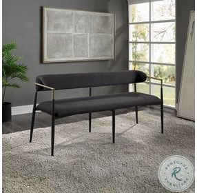 Jaramillo Black Chenille and Black 62" Upholstered Bench