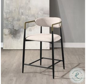 Jaramillo Beige Linen and Black Counter Height Chair Set of 2