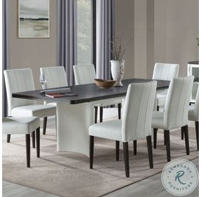 Carena White and Walnut 96" Extendable Rectangular Dining Table with Leaf