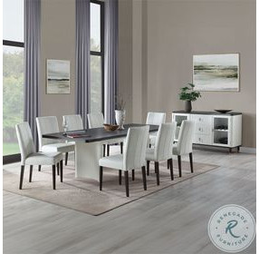 Carena White and Walnut Extendable Rectangular Dining Room Set