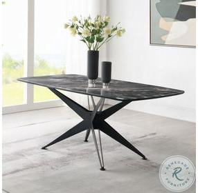 Klaus Crystal Tempered Glass Top and Black 71" Rectangular Dining Table