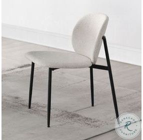 Klaus White Boucle and Black Side Chair Set of 2