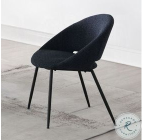 Klaus Black Boucle and Black Side Chair Set of 2