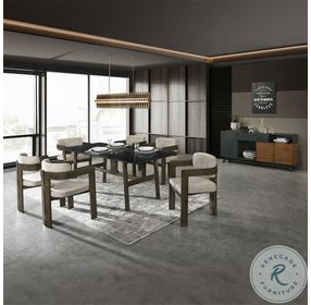 Destin Ceramic and Walnut Rectangular Dining Room Set