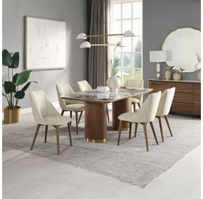 Willene White and Dark Oak 71" Rectangular Ceramic Top Dining Table