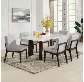 Edwyn White and Espresso 68" Rectangular Marble Top Dining Table