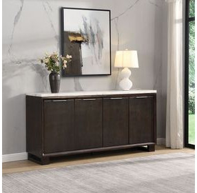 Edwyn White and Espresso 4 Door Marble Top Server