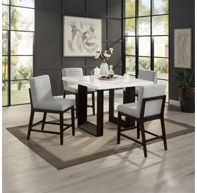 Edwyn White and Espresso 48" Square Marble Top Counter Height Table