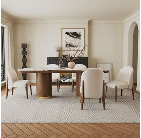 Willene White and Dark Oak 94" Rectangular Ceramic Top Dining Table