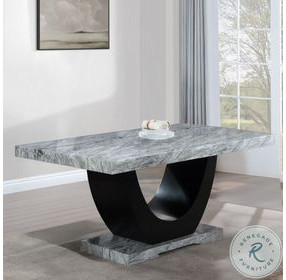 Caralin Engineered Stone and Black 70" Rectangular Dining Table