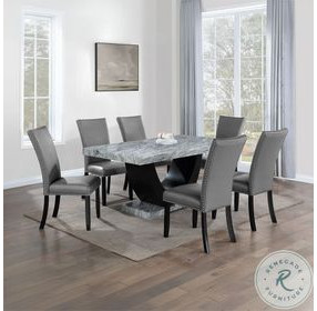 Caralin Engineered Stone and Black Rectangular Dining Room Set