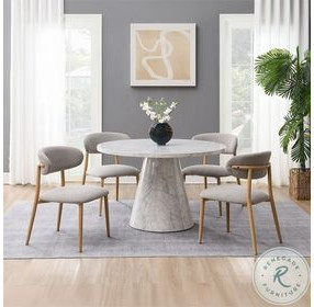 Kacey Engineered Stone Round Dining Room Set