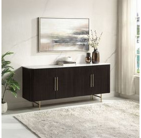 Clayten White and Espresso 4 Door Marble Top Server