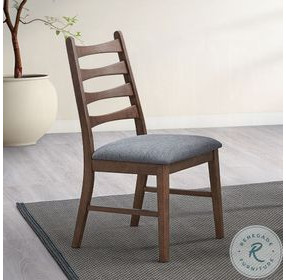 Mayah Dark Gray Linen and Walnut Side Chair Set of 2