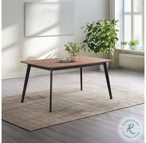 Rebi Walnut and Black 59" Rectangular Dining Table