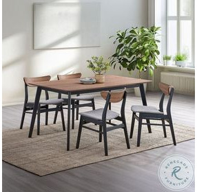 Rebi Walnut and Black Rectangular Dining Room Set