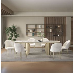 Cora White and Golden Champagne Extendable Dining Room Set