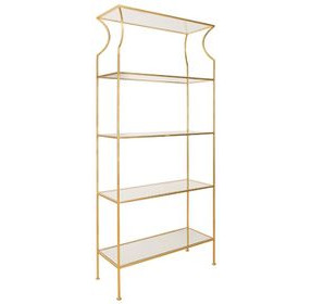 Dorothy Gold Leaf Etagere with 4 Glass Shelves
