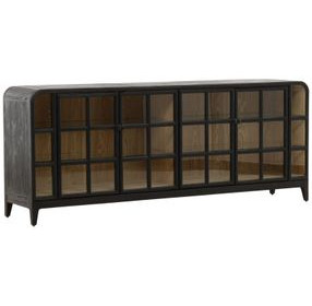 Ariston Black and Natural 4 Glass Door Sideboard