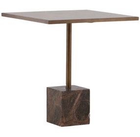 Kasen Brown and Green 28" Square Marble Top Bistro Table