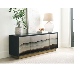 Hidden Treasures Black and Gold 4 Door Landscape Sideboard