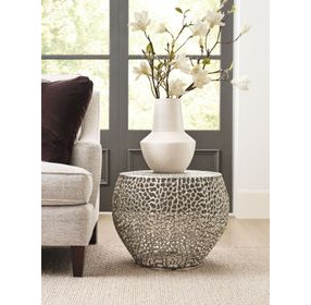 Hidden Treasures Nickel Oval Accent Table