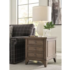 Beatrix Latte 3 Drawer Chairside Chest with USB Charging